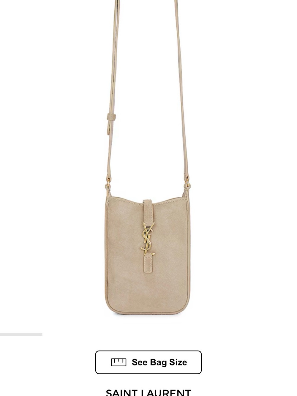 Yves Saint Laurent Beige Suede Crossbody with Gold YSL Hardware